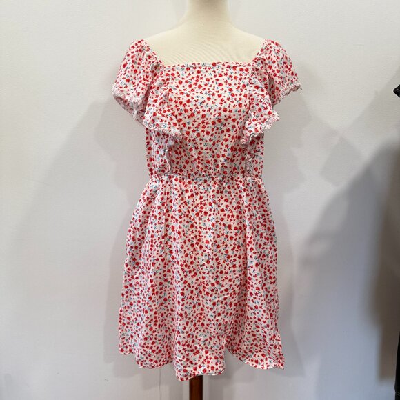 Old Navy Dresses & Skirts - Old Navy Floral Waist Defined Flutter Sleeve‎ Tie Back Mini Dress L Large
